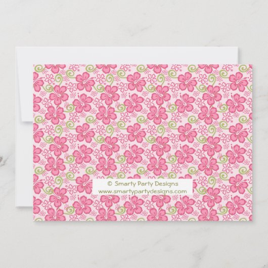 ハワイのルアウ（ハワイ式宴会）のフラ女の子の誕生日のパーティの招待状 招待状 (裏面)