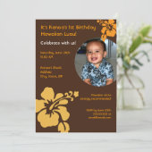 ハワイのルアウ（ハワイ式宴会）の写真の誕生日の招待状 招待状 (スタンド正面)