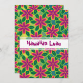 ハワイのルアウ(ハワイ式宴会)の熱帯花のパーティー 招待状 (正面/裏面)