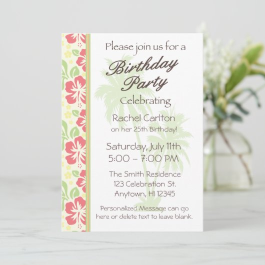 ハワイのルアウ（ハワイ式宴会）の誕生日のパーティの招待状 招待状 (スタンド正面)