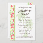 ハワイのルアウ（ハワイ式宴会）の誕生日のパーティの招待状 招待状 (正面/裏面)