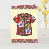 ハワイのヴィンテージのアロハワイシャツの挨拶状 カード (黄色い花)