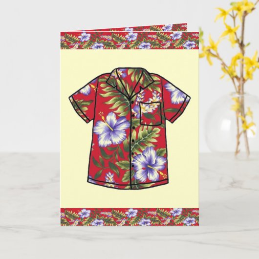 ハワイのヴィンテージのアロハワイシャツの挨拶状 カード (黄色い花)