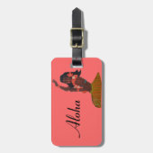 ハワイのヴィンテージのフラのダンサーの珊瑚 ラゲッジタグ (正面縦)