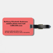 ハワイのヴィンテージのフラのダンサーの珊瑚 ラゲッジタグ (裏面横)