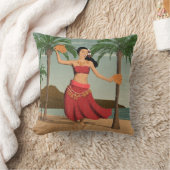 ハワイのヴィンテージのフラ女の子の動揺してな郵便はがき クッション (ブランケット)