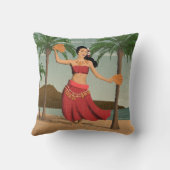 ハワイのヴィンテージのフラ女の子の動揺してな郵便はがき クッション (裏面)