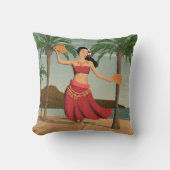 ハワイのヴィンテージのフラ女の子の動揺してな郵便はがき クッション (正面)