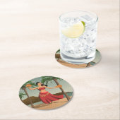 ハワイのヴィンテージのフラ女の子の動揺してな郵便はがき ラウンドペーパーコースター (インサイチュ)