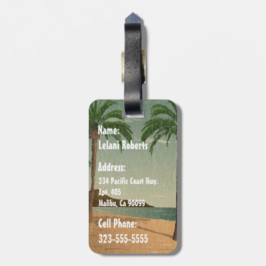 ハワイのヴィンテージのフラ女の子の動揺してな郵便はがき ラゲッジタグ (裏面縦)