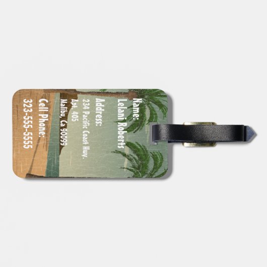 ハワイのヴィンテージのフラ女の子の動揺してな郵便はがき ラゲッジタグ (裏面横)