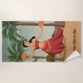 ハワイのヴィンテージの動揺してな郵便はがきのモノグラム ビーチタオル