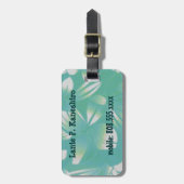 ハワイのヴィンテージの花のターコイズの荷物のラベル ラゲッジタグ (正面縦)