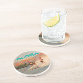 ハワイのヴィンテージサーファーとアロハ コースター (側面)