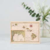 ハワイのヴィンテージ地図 ポストカード (スタンド正面)