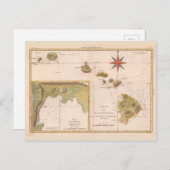 ハワイのヴィンテージ地図 ポストカード (正面/裏面)