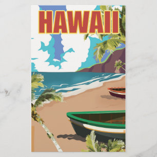 ハワイのヴィンテージ旅行ポスター 便箋