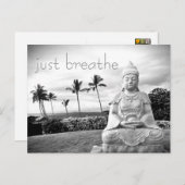 ハワイの仏陀 ブラック＆ホワイト写真 ゆっくり呼吸して ポストカード (正面/裏面)