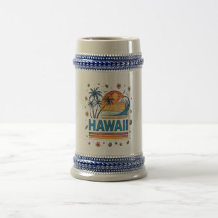 ハワイの休暇サンセット70年代ビーチ ビールジョッキ
