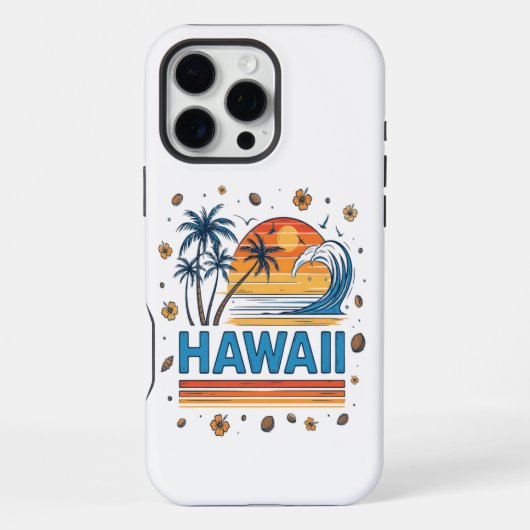 ハワイの休暇サンセット70年代ビーチ iPhoneケース (裏面)
