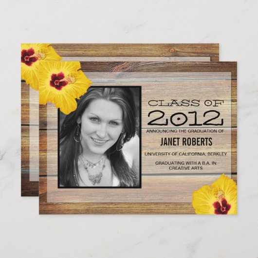 ハワイの写真の卒業の招待状 招待状 (正面/裏面)