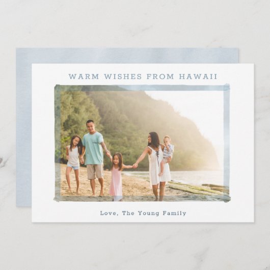ハワイの写真を使ったクリスマスカード | 家族のビーチ写真 シーズンカード (正面/裏面)