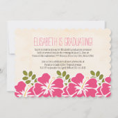 ハワイの卒業の発表の招待状のピンク 招待状 (裏面)
