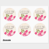 ハワイの卒業パーティーのピンクのハイビスカスのクラス ラウンドシール (シート)