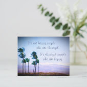 ハワイの南国ヤシの木 感謝の名言 ポストカード (スタンド正面)