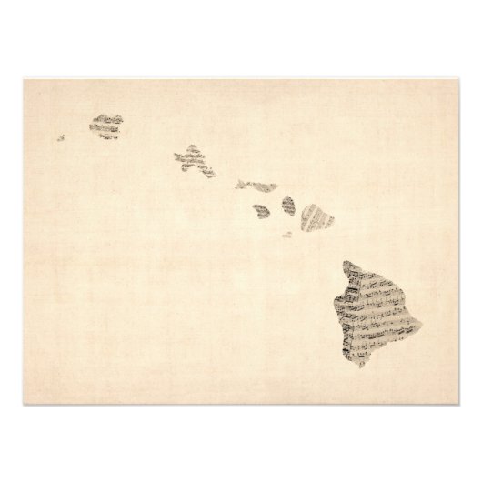 ハワイの古楽譜マップ フォトプリント            (正面)
