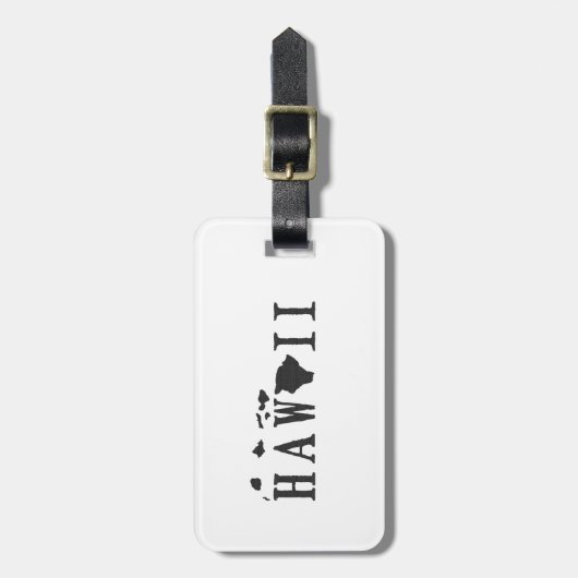 ハワイの名前と州の形の文字ワードアート ラゲッジタグ (正面縦)