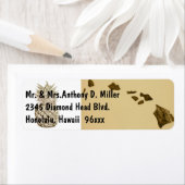 ハワイの地図とパイナップル ラベル (インサイチュ)