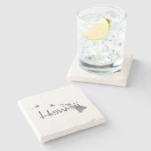 ハワイの地図の形をしたヴィンテージグレーの黒板 ストーンコースター (横)