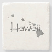 ハワイの地図の形をしたヴィンテージグレーの黒板 ストーンコースター (正面)