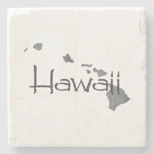 ハワイの地図の形をしたヴィンテージグレーの黒板 ストーンコースター (正面)