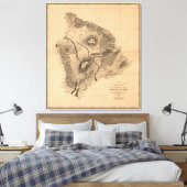 ハワイの地図ハワイアン諸島（1886年） キャンバスプリント (インサイチュ (寝室))