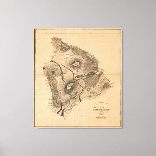 ハワイの地図ハワイアン諸島（1886年） キャンバスプリント (正面)
