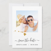 ハワイの地図フォトウェディング日付カードを保存 セーブザデート (正面)