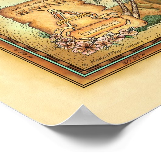 ハワイの地図、サイズ1 ポスター (角)