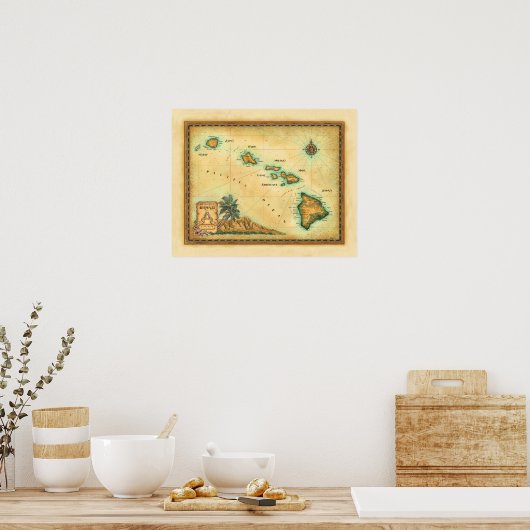ハワイの地図 ポスター (キッチン)