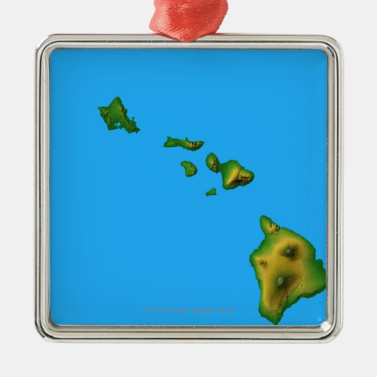 ハワイの地図 メタルオーナメント (正面)