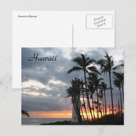 ハワイの夕日 ポストカード (正面/裏面)
