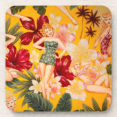 ハワイの女の子のコルクのコースター コースター (正面)