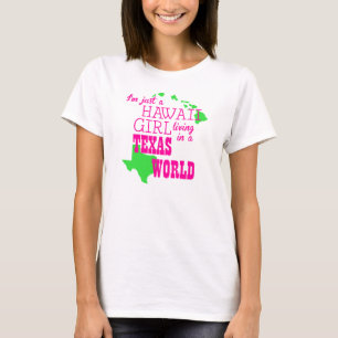 ハワイの女の子の…テキサス州の世界 Tシャツ