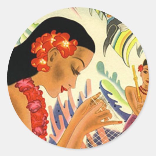 ハワイの女の子 ラウンドシール (正面)