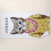 ハワイの子猫猫は|あなたの名前を加えます ビーチタオル (正面)