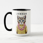 ハワイの子猫猫は|あなたの名前を加えます マグカップ (左)