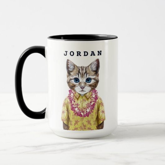 ハワイの子猫猫は|あなたの名前を加えます マグカップ (左)