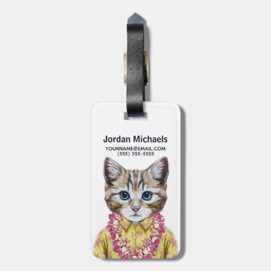 ハワイの子猫猫は|あなたの名前を加えます ラゲッジタグ (裏面縦)