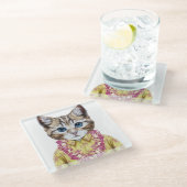 ハワイの子猫猫 ガラスコースター (アングル)